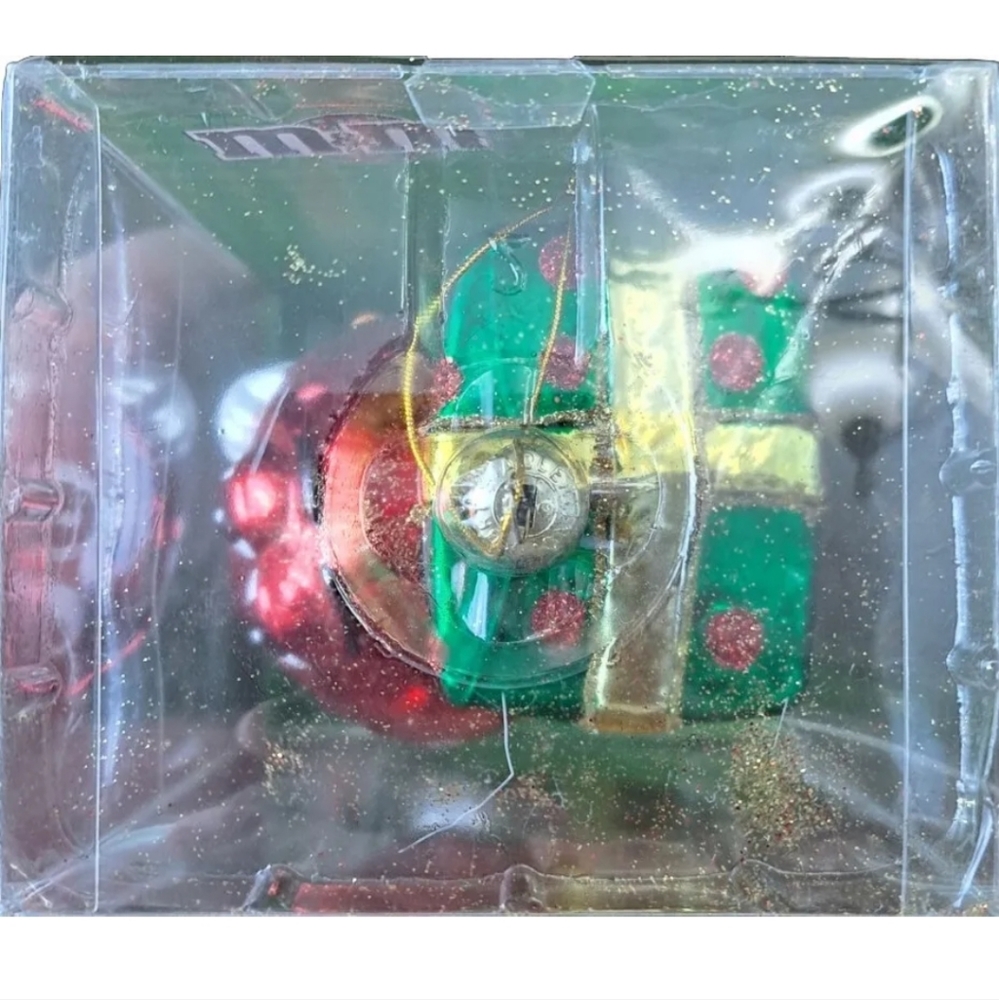 Kurt S. Adler Red M&M's Glass Christmas Ornament Present 5” Tall Hand Crafted - Picture 3 of 5